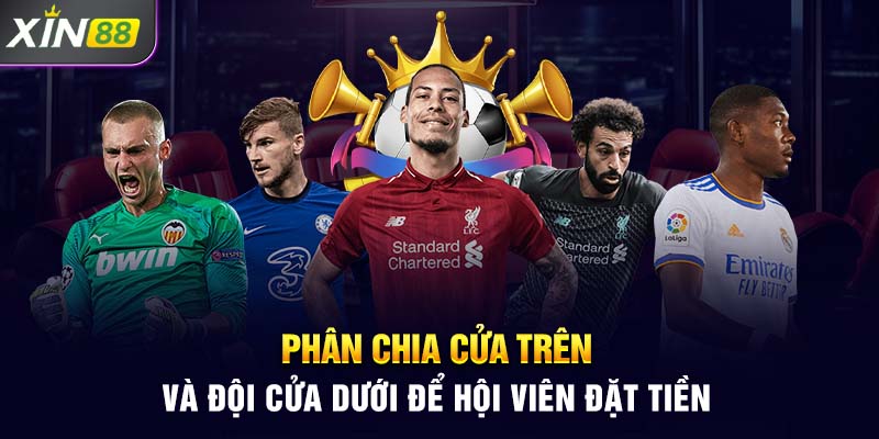 Phân chia cửa trên và đội cửa dưới để hội viên đặt tiền